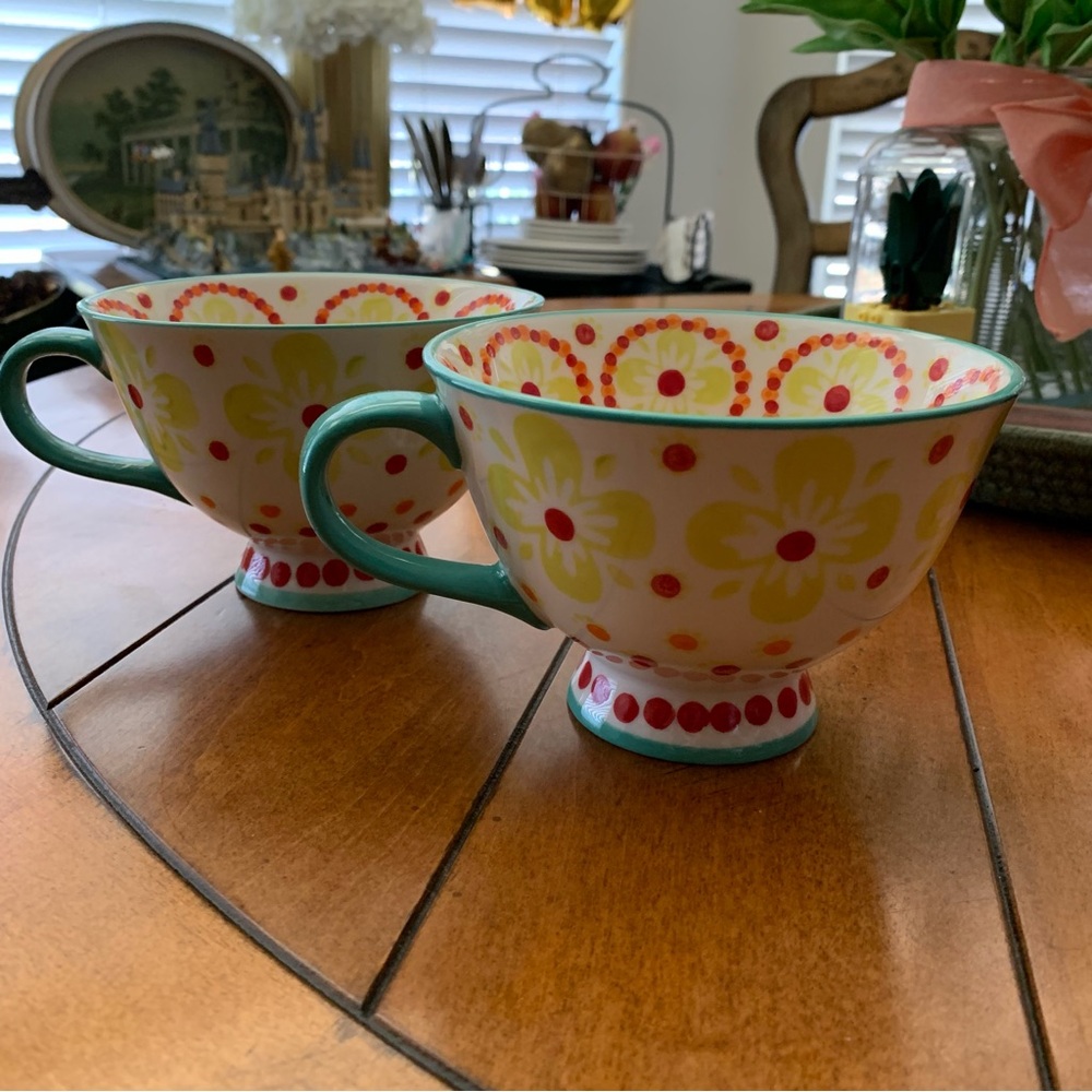 Large Coffee Mugs set of 2, 15oz Footed Cups, Latte Cappuccino Hot Chocolate